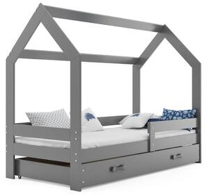 Szare łóżeczko drewniane dla dziecka 80x160 - Bambino