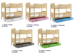 Drewniane łóżko dla dzieci z drabinką 80x190- Celinda 2X