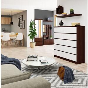 Komoda do salonu, sypialni, STILO, 10 szuflad, 120x40x121 cm, wenge, biel, mat | TYLETEGOTU