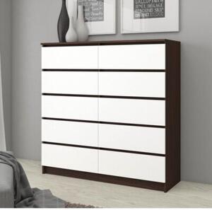 Komoda do salonu, sypialni, STILO, 10 szuflad, 120x40x121 cm, wenge, biel, mat | TYLETEGOTU