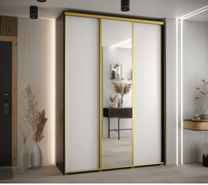 Szafa przesuwna wysoka Davos 3 170, gł. 60 cm czarny + biały + złoty
