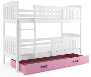 Piętrowe łóżko dla dzieci z różową szufladą 80x190 - Elize 2X