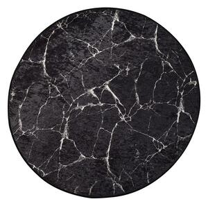 Czarny dywanik łazienkowy ø 100 cm Marble – Foutastic