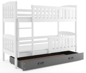 Drewniane łóżko dla dzieci z szarą szufladą 80x190 - Elize 2X