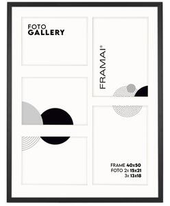 Ramka na zdjęcia 2x 15x21 cm 3x 13x18 cm czarna galeria na 5 zdjęć multirama 40x50 cm FRAMAI®
