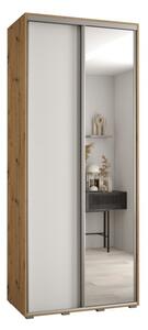 Szafa przesuwna wysoka Davos 3 100, gł. 60 cm artisan + biały + srebrny