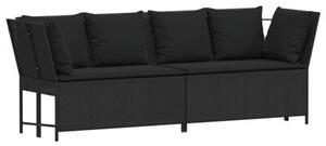 Fotel ogrodowy z poduszkami, rattan pe, czarny