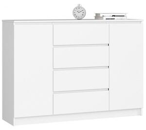 Komoda do sypialni, 4 szuflady, półki, CANTO, 140x40x99 cm, biel, mat | TYLETEGOTU
