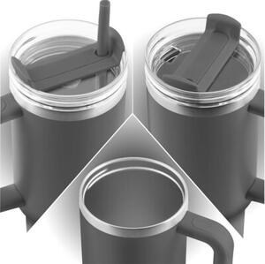 Kubek termiczny Berdsen termos ze słomką 1180ML stal nierdzewna na kawę herbatę