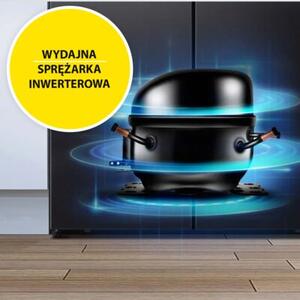 Lodówka HISENSE RQ5P470SMFE Side by Side No Frost 178.5cm Czarna Podajnik wody