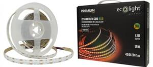 Taśma LED COB RGB 450 15W/m IP20 3m ściemnialna kolorowa zestaw ze sterownikiem i zasilaczem Ecolight