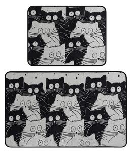 Czarno-szare dywaniki łazienkowe zestaw 2 szt. 60x100 cm White Cats – Foutastic