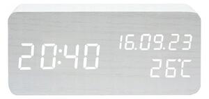 Zegar budzik drewniany led elektroniczny cyfrowy stojący - termometr + data