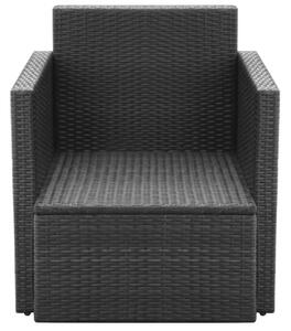 Czarny polirattanowy fotel ogrodowy - Leslie