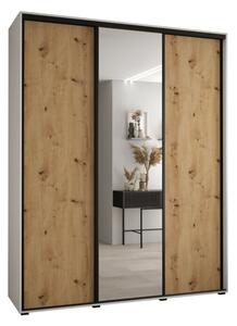 Szafa przesuwna wysoka Davos 3 200, gł. 45 cm biały + artisan + czarny