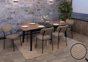 Zestaw 6 krzeseł do jadalni HWC-O26, krzesło kuchenne tapicerowane, sznurek (330g/m²) tkanina/tkanina metal ~ taupe