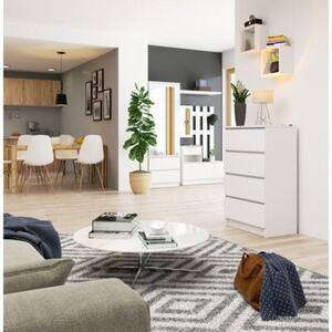 Komoda do sypialni, 4 szuflady, STILO, 60x40x99 cm, biel, mat | TYLETEGOTU
