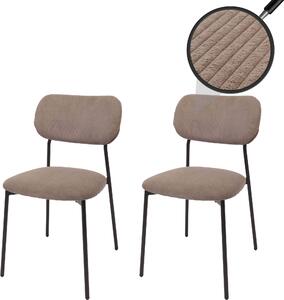 Zestaw 2 krzeseł do jadalni HWC-O26, krzesło kuchenne tapicerowane, sznurek (330g/m²) tkanina/tkanina metal ~ taupe