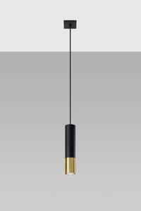 Czarno-złota lampa wisząca tuba - EXX244-Loper