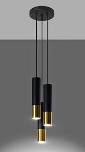 Czarno-złota potrójna lampa wisząca tuba - EXX247-Loper