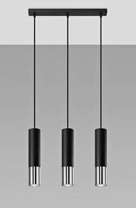 Czarno-chromowana potrójna lampa wisząca tuba - EXX246-Loper