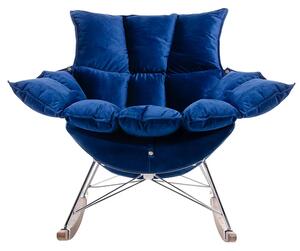 Welurowy ciemnoniebieski bujany fotel - Cradle