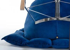 Welurowy ciemnoniebieski bujany fotel - Cradle