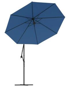 Parasol wiszący z LED i stalowym słupkiem, 300 cm, niebieski
