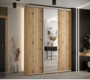 Szafa przesuwna wysoka Davos 7 180, gł. 60 cm artisan + artisan + srebrny