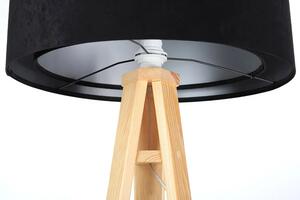 Czarno-sosnowa asymetryczna lampa stojąca trójnóg - EXX252-Diora