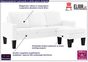 3-osobowa biała sofa z ekoskóry z podnóżkiem - Zuria 4Q