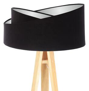 Czarno-sosnowa asymetryczna lampa stojąca trójnóg - EXX252-Diora