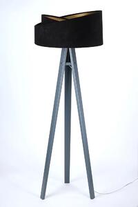 Czarno-antracytowa lampa stojąca welurowa - EXX253-Agra