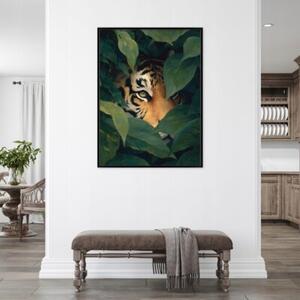 Obraz W Ramie Na Płótnie Tygrys Zielony Do Sypialni Salonu 40x60