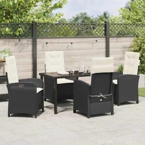 Zestaw Mebli Ogrodowych Komplet Jadalniany Z Poduszkami 5-Częściowy Czarny Rattan Na Taras Balkon Ogród