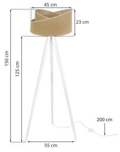 Lampa podłogowa trójnóg biały Light Home LH Juta Skos 1xE27 45cm abażur biały/beżowy