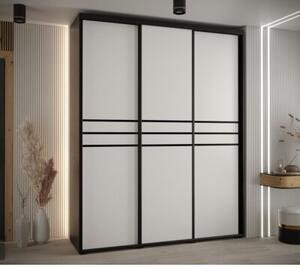 Szafa przesuwna wysoka Davos 10 190, gł. 60 cm czarny + biały + czarny