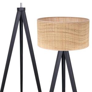Lampa podłogowa trójnóg czarny Light Home LH Rattan 1xE27 45cm abażur walec beżowy