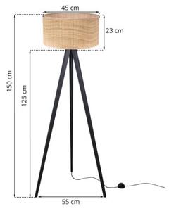 Lampa podłogowa trójnóg czarny Light Home LH Rattan 1xE27 45cm abażur walec beżowy