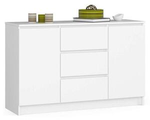 Komoda do sypialni, 3 szuflady, PLENO, 120x40x77 cm, biel, mat | TYLETEGOTU