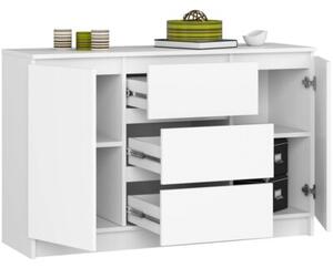 Komoda do sypialni, 3 szuflady, PLENO, 120x40x77 cm, biel, mat | TYLETEGOTU