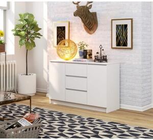 Komoda do sypialni, 3 szuflady, PLENO, 120x40x77 cm, biel, mat | TYLETEGOTU
