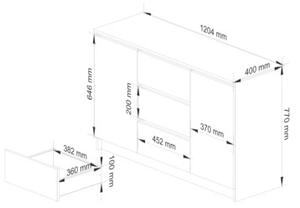Komoda do sypialni, 3 szuflady, PLENO, 120x40x77 cm, biel, mat | TYLETEGOTU