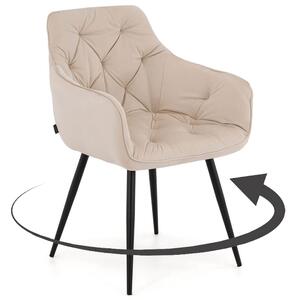 EMWOmeble Krzesło obrotowe tapicerowane DC-0084-3 beżowy welur, czarne nogi