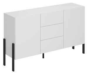Komoda z szufladami Wezilo 154 cm - biały supermat / czarne nogi