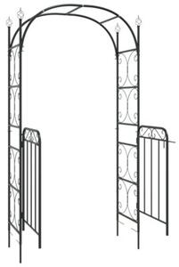 Łuk ogrodowy z furtką, czarny, 108x45x235 cm, stal