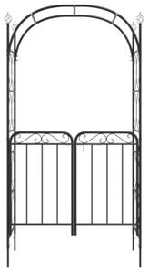 Łuk ogrodowy z furtką, czarny, 108x45x235 cm, stal