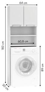 Szafka na pralkę łazienkowa biała szafka z półkami 183 cm ModernHome