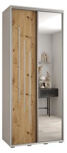 Szafa przesuwna wysoka Davos 9 100, gł. 60 cm biały + artisan + srebrny