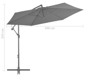 Parasol wiszący z aluminiowym słupkiem, 300 cm, antracytowy